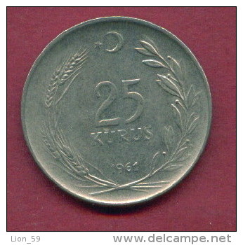 F3468 / -  25 Kurus -  1961  -  Turkey Turkije Turquie Turkei  - Coins Munzen Monnaies Monete - Turquie