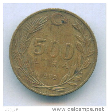 F3494 / -  500 Lira -  1989  -  Turkey Turkije Turquie Turkei  - Coins Munzen Monnaies Monete - Turkey