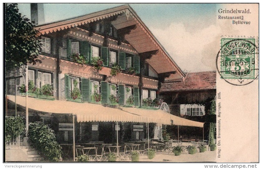 ! Alte Postkarte Grindelwald, Restaurant Bellevue, 1906, Schweiz, Suisse, Ansichtskarte - Grindelwald