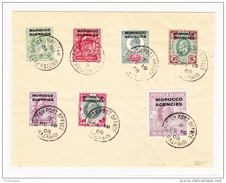 1908 Teil Serie 7 Werte Auf Papier Gest. British Post Office In MAZAGAN MOROCCO AGENCIES - Other & Unclassified