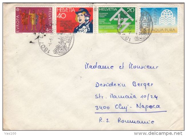 EUROPA CEPT, ARMY, SWISS COMPANY OF HOTELKEEPERS, CLEAN WATERS, STAMPS ON COVER, 1983, SWITZERLAND - Briefe U. Dokumente