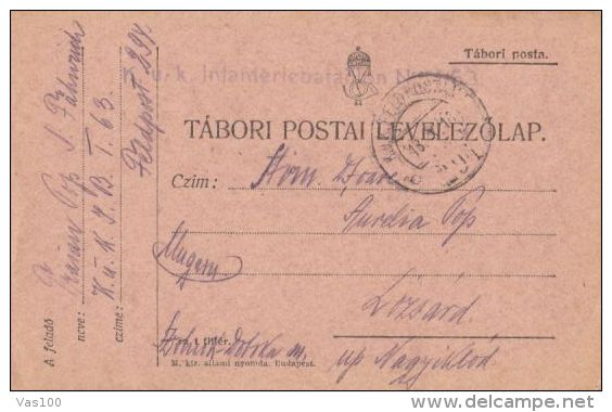 WAR FIELD POSTCARD FROM WORLD WAR 1, BATALLION 1/63, CENSORED NR 294, 1916, HUNGARY - Lettres & Documents