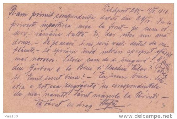 WAR FIELD POSTCARD FROM WORLD WAR 1, BATALLION 1/63, CENSORED NR 294, 1916, HUNGARY - Briefe U. Dokumente