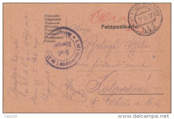 WAR FIELD POSTCARD FROM WORLD WAR 1, CENSORED NR 440, 1917, HUNGARY - Lettres & Documents
