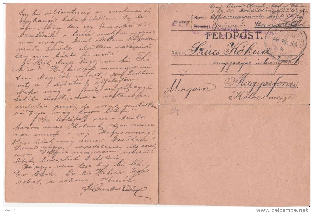 WAR FIELD CORRESPONDENCE, LETTER FROM WORLD WAR 1, CENSORED INFANTERY REGIMENT 62, 1916, HUNGARY - Lettres & Documents