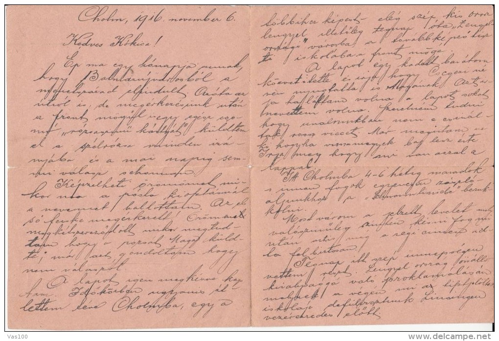 WAR FIELD CORRESPONDENCE, LETTER FROM WORLD WAR 1, CENSORED INFANTERY REGIMENT 62, 1916, HUNGARY - Lettres & Documents