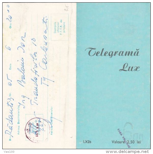 NEW YEAR CUSTOMS, CHILDREN, TELEGRAME, 1964, ROMANIA - Telegraph