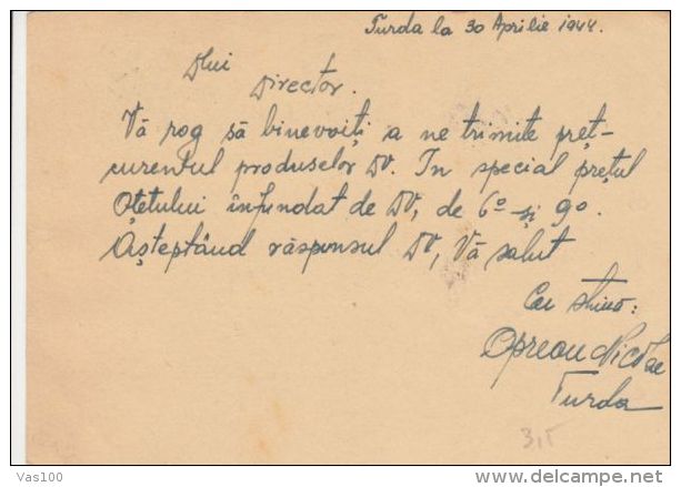 KING MICHAEL PC STATIONERY, ENTIER POSTAL, CENSORED TURDA NR 12, 1944, ROMANIA - Lettres 2ème Guerre Mondiale