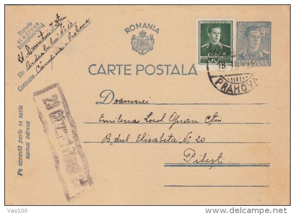 KING MICHAEL STAMPS ON PC STATIONERY, ENTIER POSTAL, CENSORED PLOIESTI NR 23, 1944, ROMANIA - Lettres 2ème Guerre Mondiale