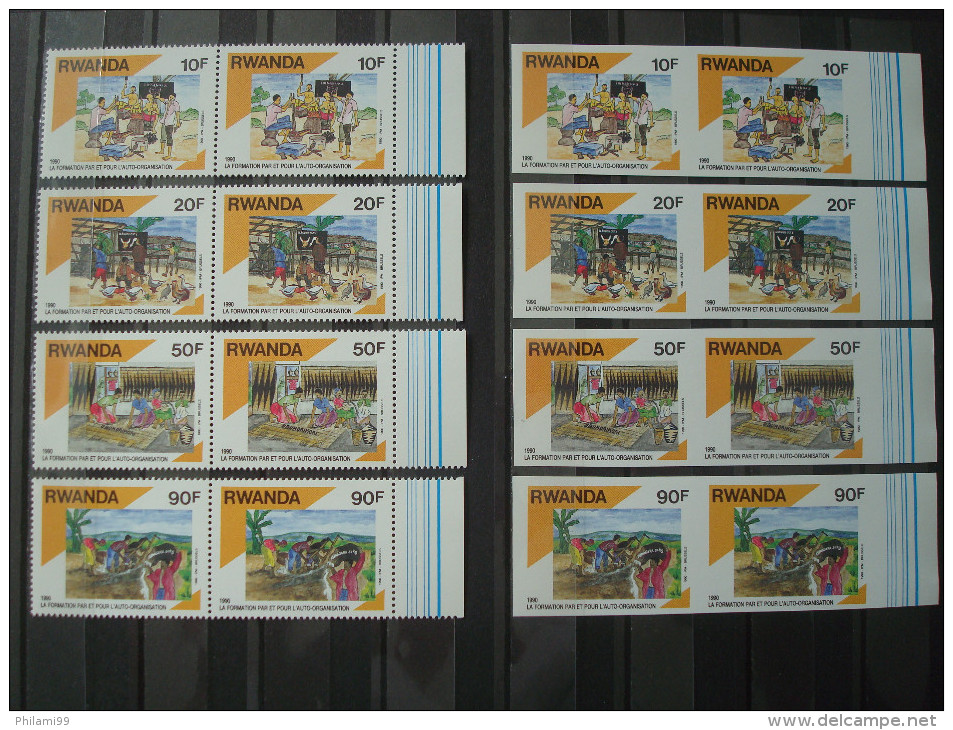 RWANDA 1990 Nr 1384/1387 PAIRS PERF. + IMPERFORATED / MNH ** / COT. 49 EUR / 1991 - Neufs