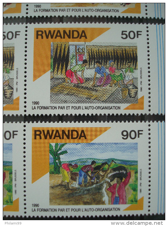 RWANDA 1990 Nr 1384/1387 PAIRS PERF. + IMPERFORATED / MNH ** / COT. 49 EUR / 1991 - Neufs