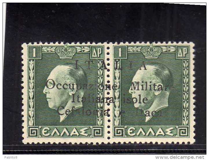 OCCUPAZIONE ITALIANA CEFALONIA E ITACA KEFALONIA ITHACA 1941 KING GEORGE II RE GIORGIO ARGOSTOLI 1 + 1 D MNH SIGNED - Cefalonia & Itaca