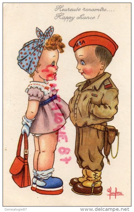 ILLUSTRATEUR  LECLERC- HEUREUSE RENCONTRE - HAPPY CHANCE - MILITAIRE  USA - Leclerc