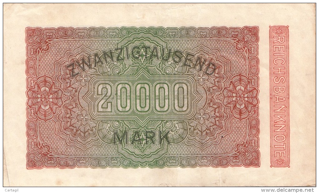 Billets - B1095 -  Allemagne   - Billet  20 000   Mark 1923 ( Type, Nature, Valeur, état... Voir  Double Scan) - 20.000 Mark