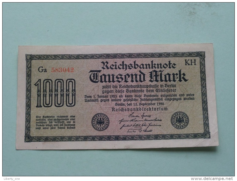 TAUSEND MARK Berlin 1922 / N° Ce 146868 - VL   ( For Grade, Please See Photo ) ! - 1.000 Mark