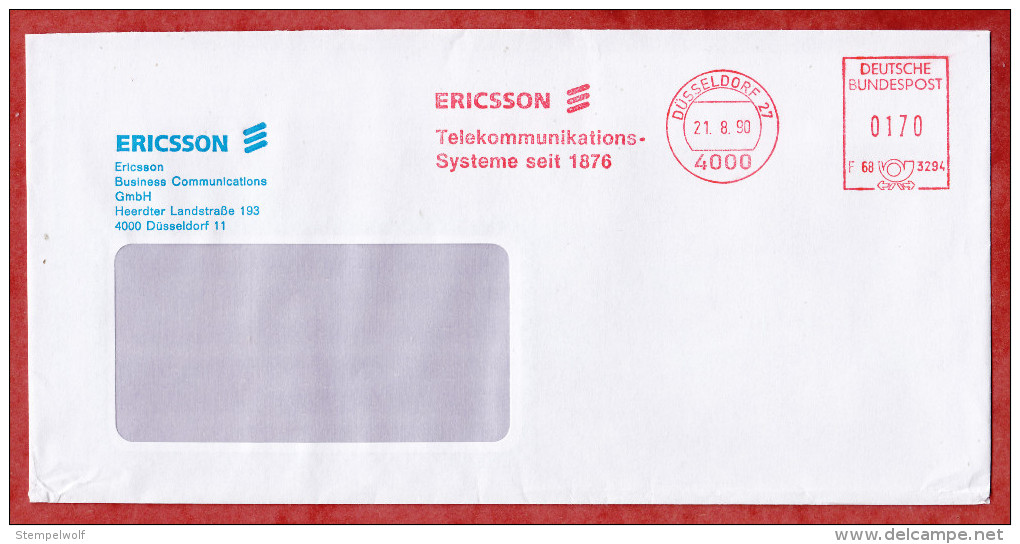 Brief, Francotyp-Postalia F68-3294, Ericsson Telekommunikations-Systeme, 170 Pfg, Duesseldorf 1990 (52075) - Briefe U. Dokumente
