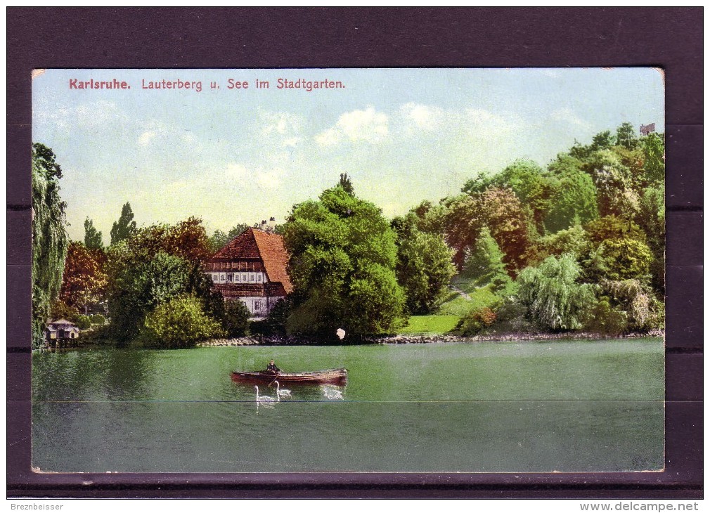 AK KARLSRUHE: Lauterberg U. See Im Stadtgarten Karte Gel. 1912 - Karlsruhe