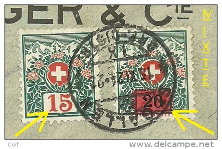 211 Op Brief Met Stempel BRUXELLES Naar ST-GALL (Suisse), Getaxeerd (taxe) Met 15 + 20 (opdruk) Taxe Mixte !!! - 1921-1925 Small Montenez