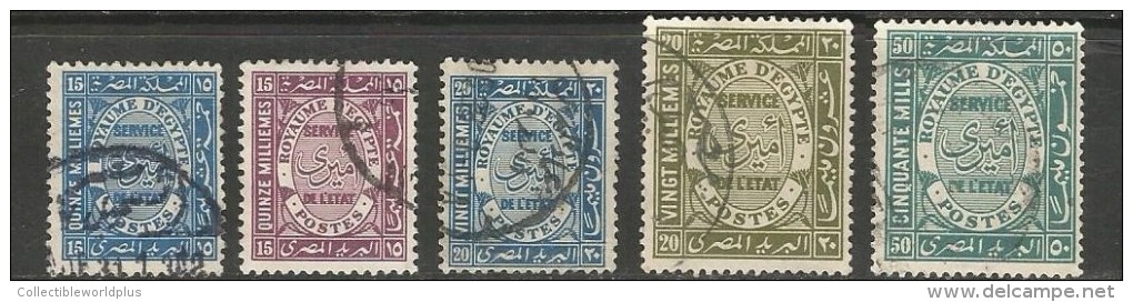 EGYPT STAMPS 1926 - 1935 OFFICIAL SELECTION 2X15 + 2X20 + 1X50 - King FUAD / FOUAD Era USED - Servizio