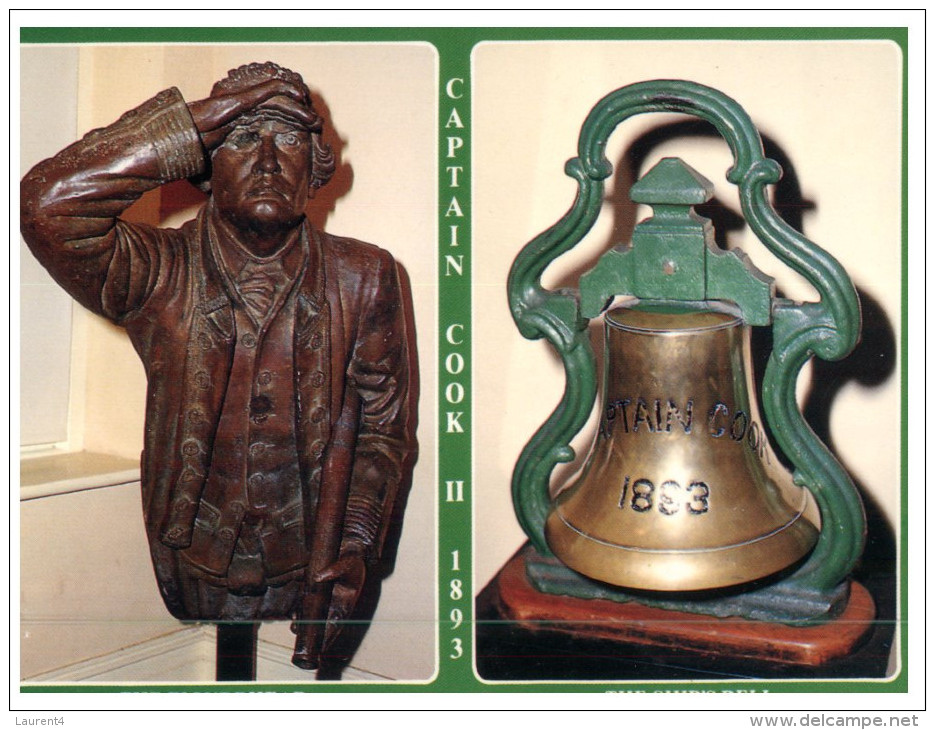 (342) Australia - QLD - Mossman And Captain Cook II Figurehead And Ship's Bell (2 Cards) - Far North Queensland