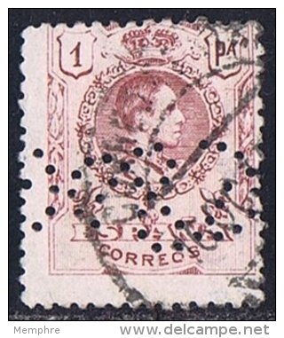 Alfonso XIII 1 Pta Ed 278 Perforado  ??  Perfin - Usados