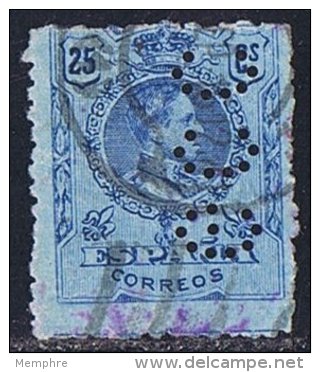 Alfonso XIII  25 Cts   Ed 274   Perforado GCC   Perfin - Usados