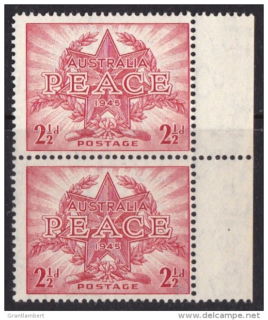 Australia 1946 Peace 21/2d MNH Pair - Nuevos