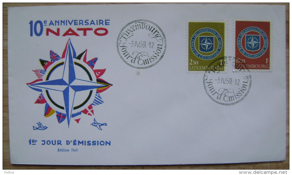 1959 LUXEMBOURG FDC 10 YEARS OF NATO - OTAN