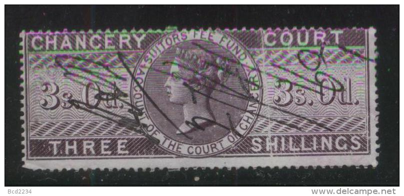GB CHANCERY COURT REVENUE 1857 3/- LILAC WMK MACES PERF 14 BAREFOOT #73 - Revenue Stamps