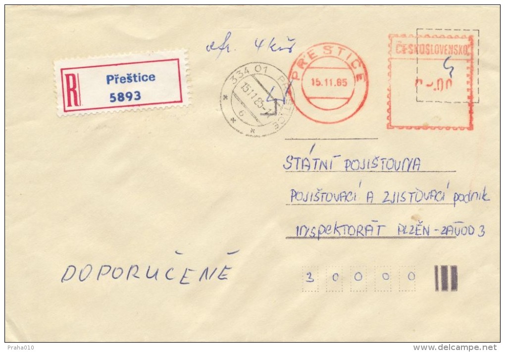 I2630 - Czechoslovakia (1985) 334 01 Prestice - Lettres & Documents