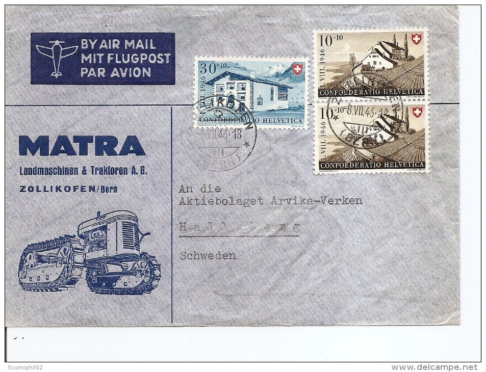 Suisse ( Lettre Publicitaire De 1946 Par Avion Vers La Suède à Voir) - Briefe U. Dokumente
