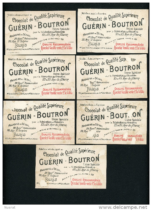 Chocolat Guérin Boutron, Lot De 7 Chromos Lith. Champenois, Thème Les Explorateurs Célèbres, Voir Scans Pour Détail - Guérin-Boutron