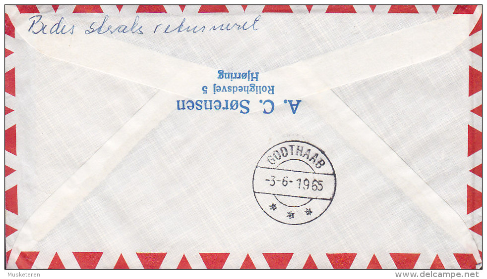 Greenland Airmail 1st Heicopter Flight SØNDRE STRØMFJORD - GODTHAAB 1965 Cover Brief RETUR Frederik IX. (Cz. Slania) - Briefe U. Dokumente