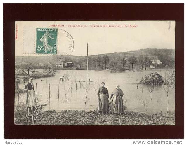 78 Freneuse  29 Janvier 1910 Maximum Des Inondations Rue Baudet  édit. Spéciale  Animée - Freneuse