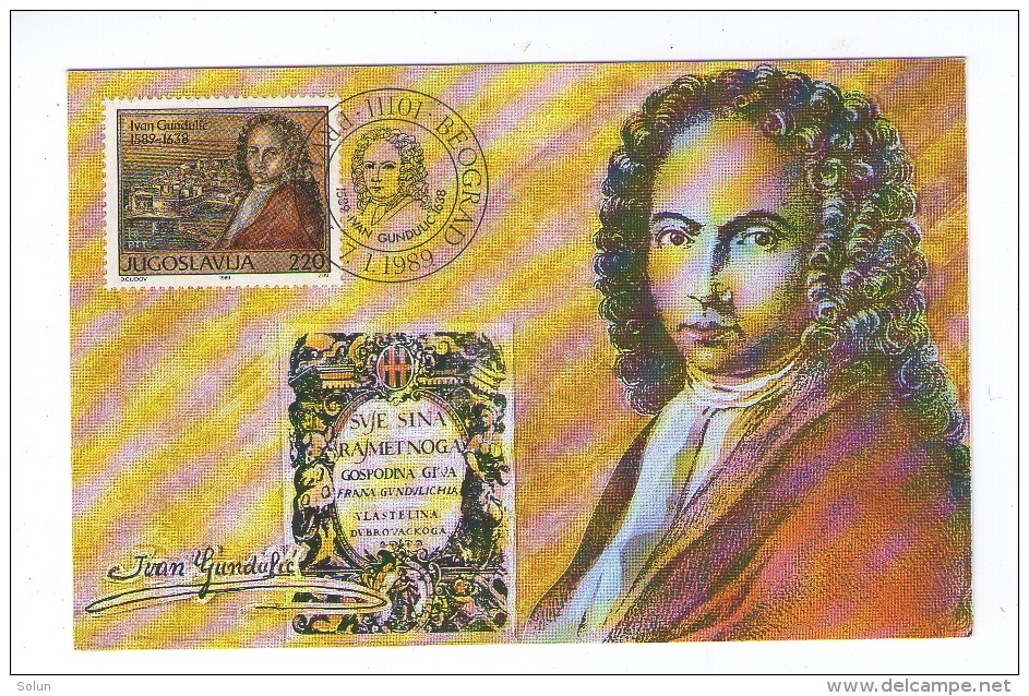 YUGOSLAVIA JUGOSLAVIJA MC MK MAXIMUM CARD 1989 IVAN GUNDULI&#262; GUNDULIC - Cartoline Maximum