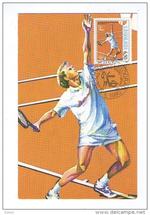 YUGOSLAVIA JUGOSLAVIJA  2 X MC MK MAXIMUM CARD 1990 TENIS TENNIS GRAND PRIX UMAG ATP TOUR YUGOSLAV OPEN - Cartes-maximum