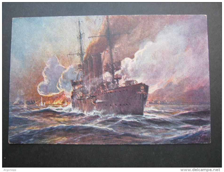 Willy Stöwer, Schöne Karte Um 1915 - Warships