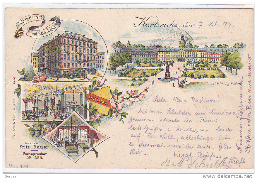 Germany - Karlsruhe - 1897 - Litho - Fidelitas - Karlsruhe