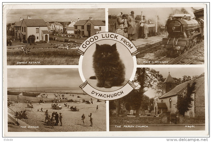 Good Luck From Dymchurch Black Cat , Train Chat Noir Envoi A La Bombe St Etienne De Cuines - Autres & Non Classés