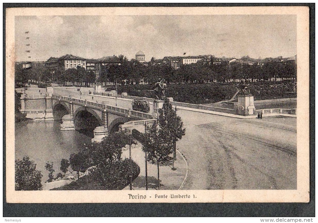 SPL 1927 TORINO PONTE UMBERTO I FP V SEE 3 SCANS ANIMATA TRAM GUARDA INGRANDIMENTO - Ponts