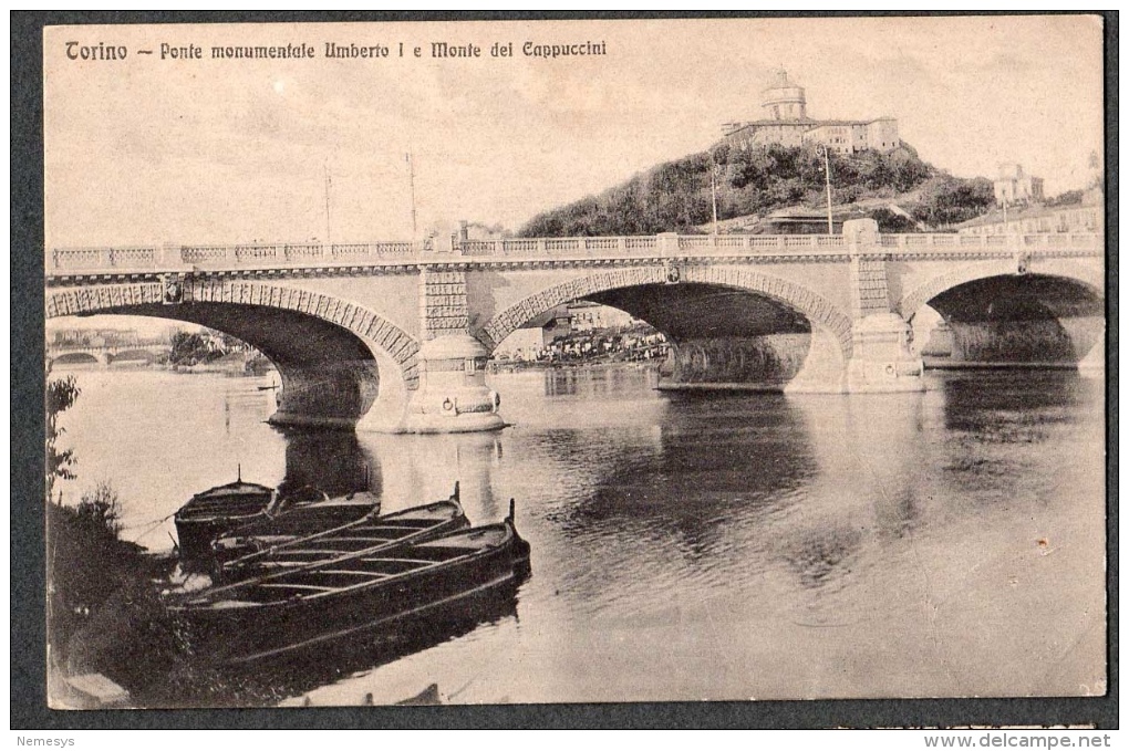SPL 1910 TORINO PONTE UMBERTO I FP NV SEE 2 SCANS TIMBRO RICHARD-GINORI CERAMICA AL RETRO - Ponts