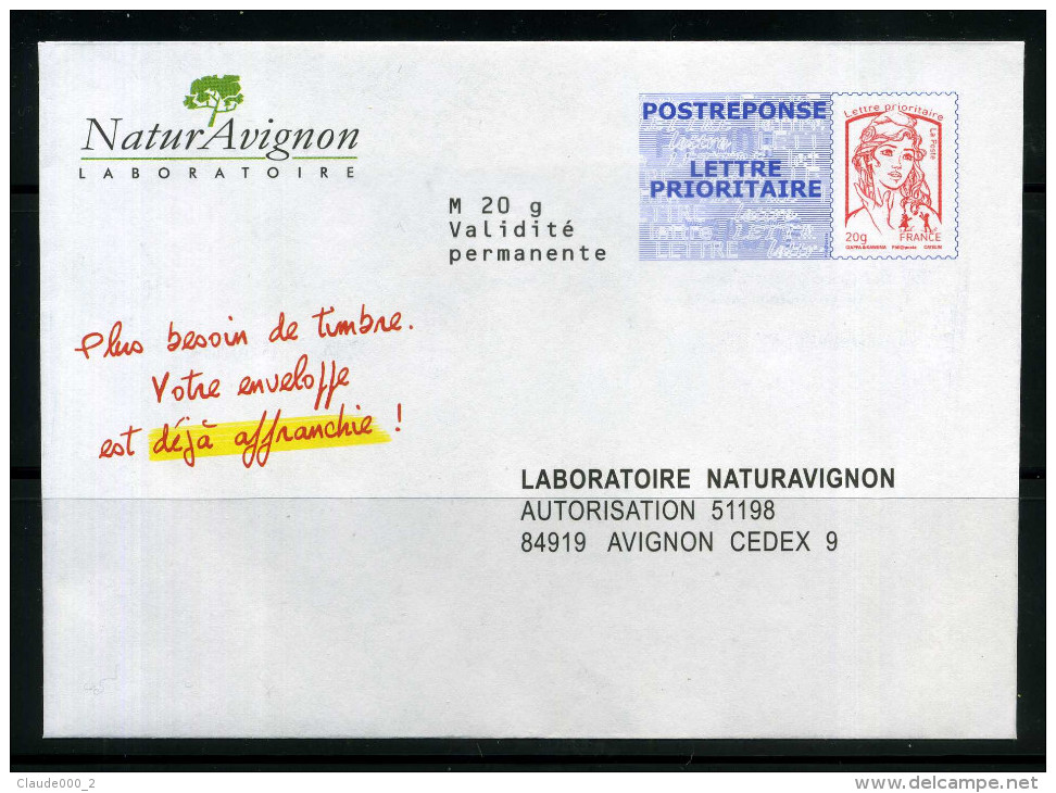 PAP Ciappa   " NaturAvignon LABORATOIRE "   Port Payé Par   13P461 NEUF ** - Prêts-à-poster: Réponse /Ciappa-Kavena