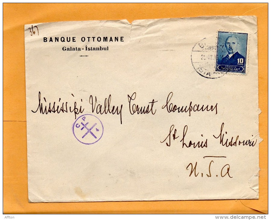 Turkey 1944 Cover Mailed To USA - Briefe U. Dokumente