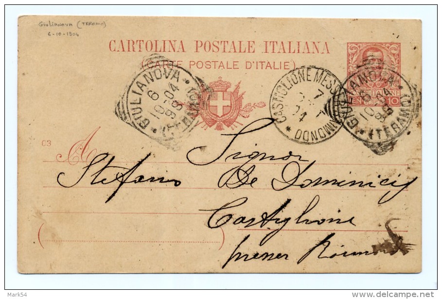 Un Annullo Per Paese - Giulianova -Teramo- Tondo-riquadrato 1904 - Storia Postale