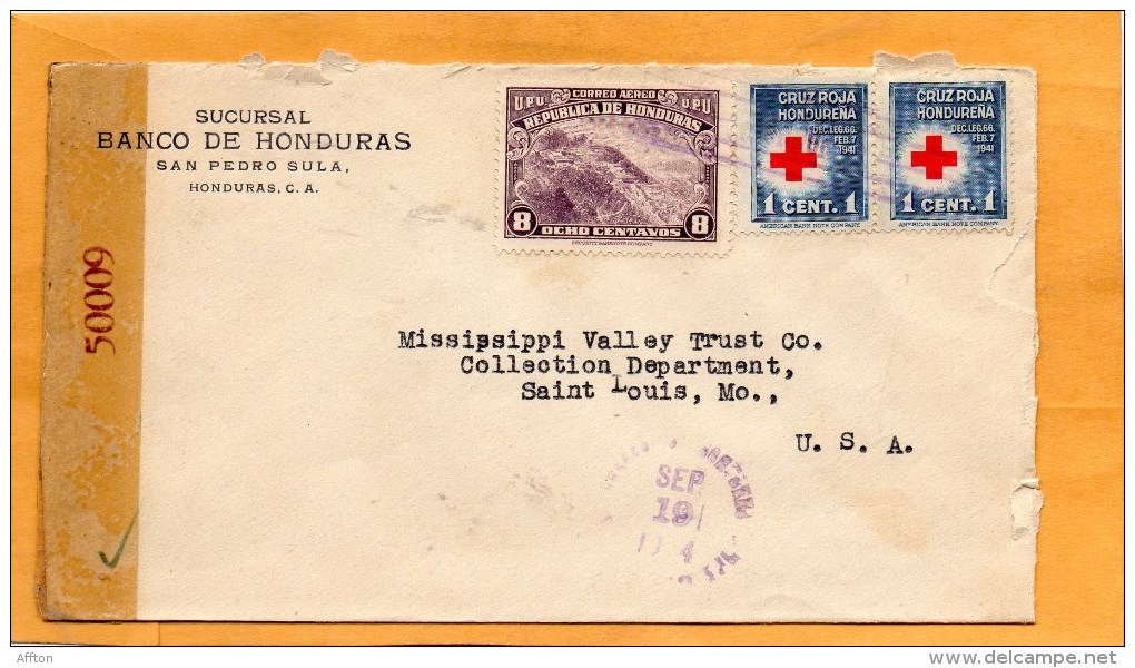 Honduras 1944 Censored Cover Mailed To USA - Honduras