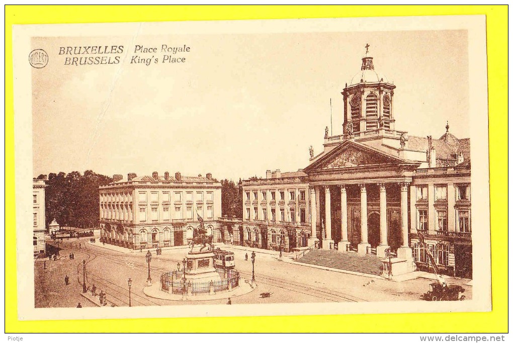 * Brussel - Bruxelles - Brussels * (Albert) Place Royale, King's Place, Tram, Vicinal, Monument, Statue, Oldtimer, Rare - Brussel (Stad)