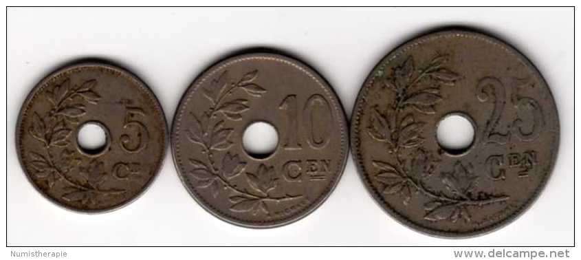 België : 5 Cen 1906 & 10 Cen 1904 & 25 Cen : Leopold II : Flamand - Non Classificati