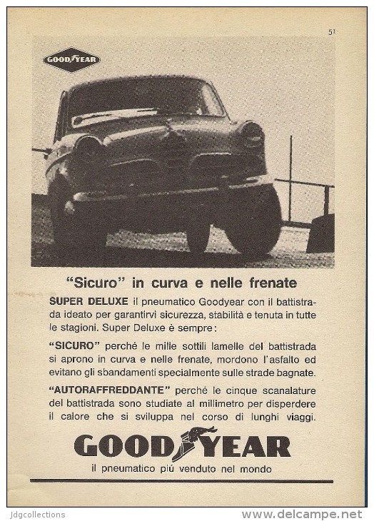 # GOODYEAR ALFA ROMEO GIULIETTA 1950s Car Tires Italy Advert Pub Pubblicità Reklame Pneumatici Pneus Reifen Neumaticos - Other & Unclassified