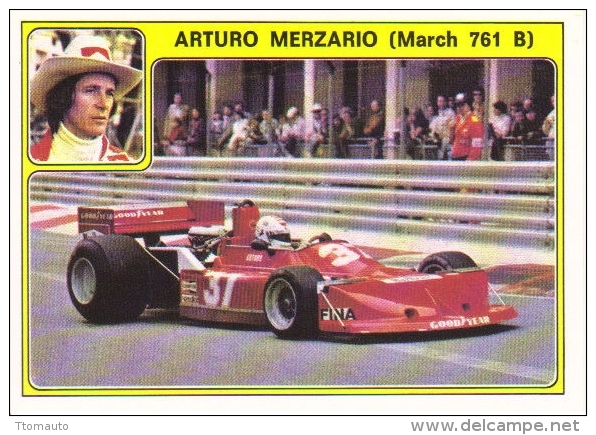 Panini Super Auto Sticker/Autocollant No 26  -  Arturo Merzario -   March 761B - Edizione Italiana