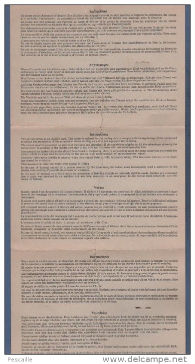 TOURING CLUB DE FRANCE - CARNET CAMPING INTERNATIONAL - 1969 SAUMUR - Documents Historiques